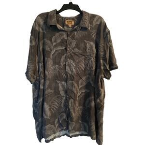 EUC The Foundry Men's Gray Hawaiian Shirt Palms Front Buttons Size 3XL